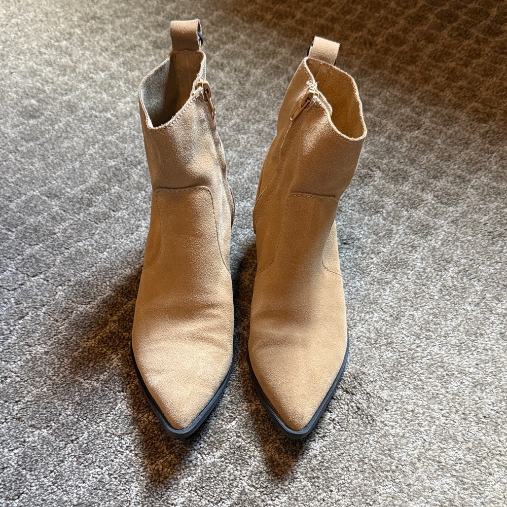 Zara Suede Tan Ankle Booties
